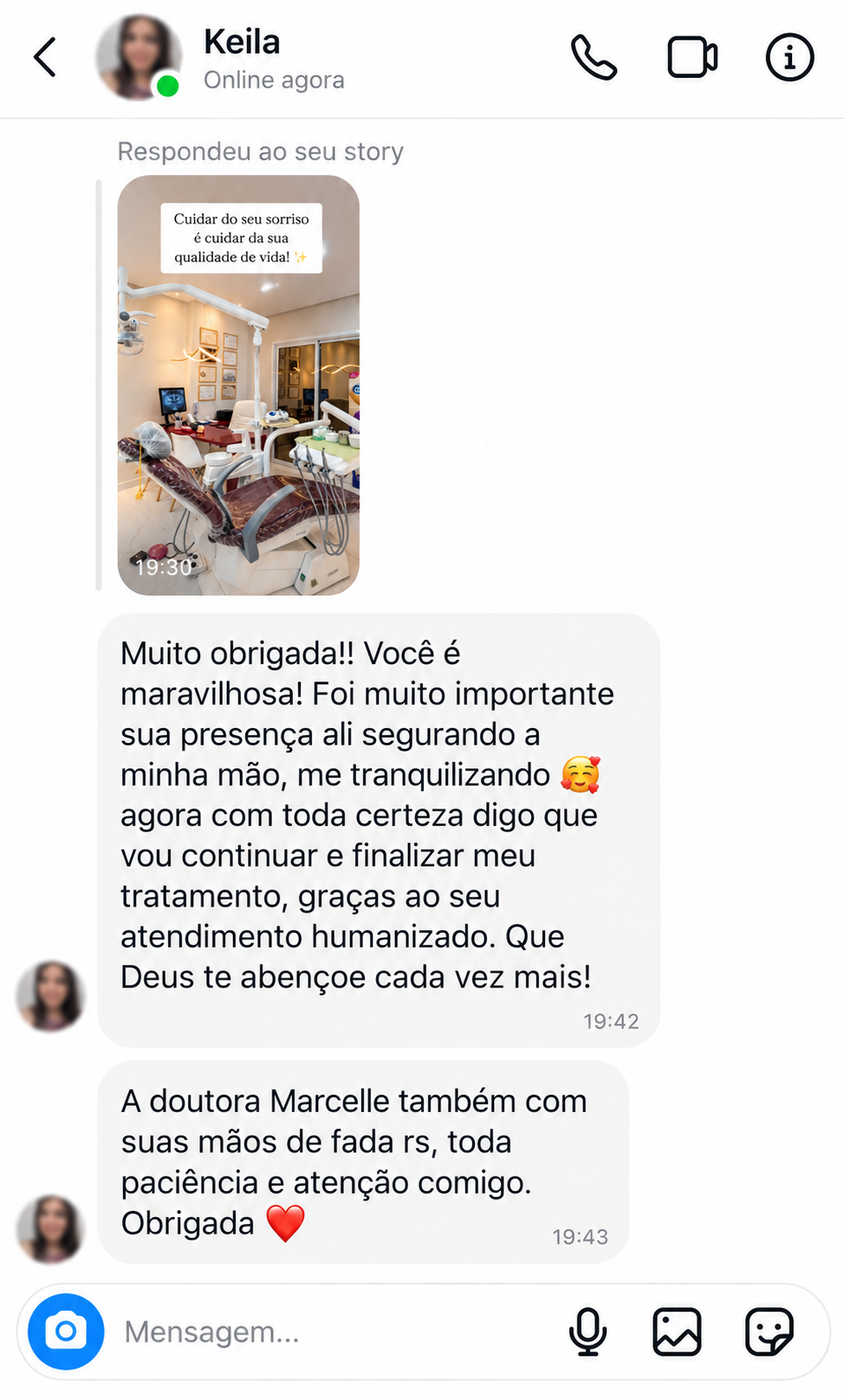 Print de feedback enviado por paciente