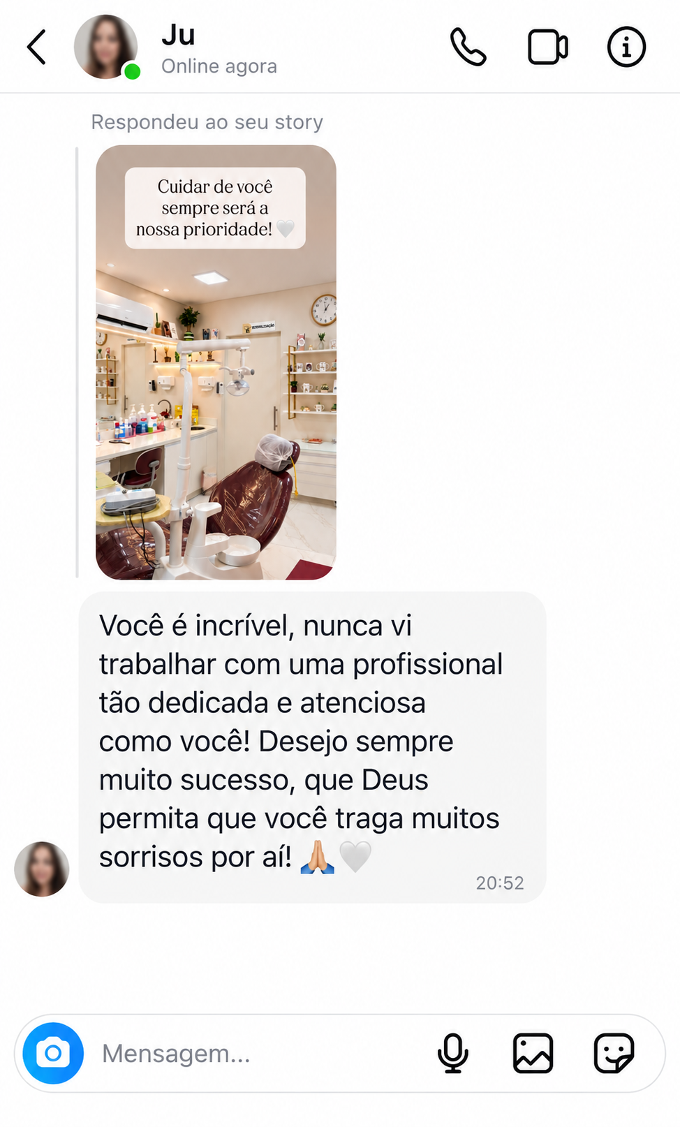 Print de feedback enviado por paciente